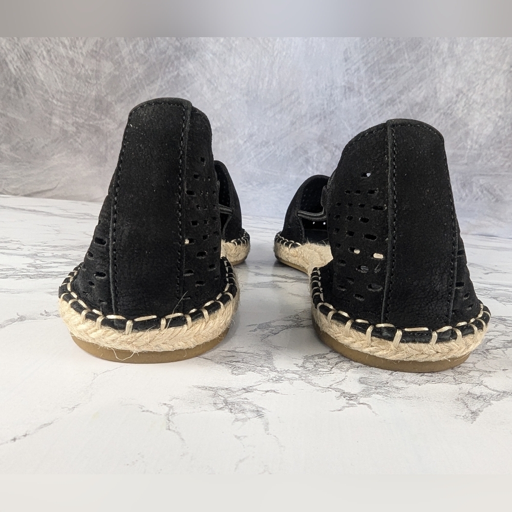Eileen Fisher Black Perforated Suede Lace Espadrilles Size 7.5 - Picture 4 of 11